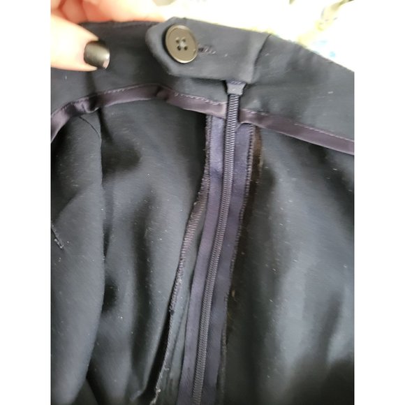 St John Navy blue yellow label stretch pant trousers size 12 quiet luxury career - Picture 5 of 6